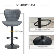 Set of 2 HOMCOM adjustable height swivel bar stools in black PU leather with a modern design.