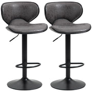 Set of 2 Lavish Kitchen Isle adjustable PU leather bar stools with swivel seats, footrests, armless design for home or café use.