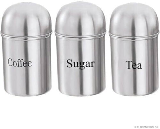 3-Piece Stainless Steel Dome Canister Set | Kitchen Storage for Tea, Coffee & Sugar – Sleek & Durable Design