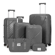 4-Piece Luggage Set - Durable PP Suitcase with Travel Tote & Toiletry Kit (Rose Gold, Red, Grey) - Lavish Kitchen Isle