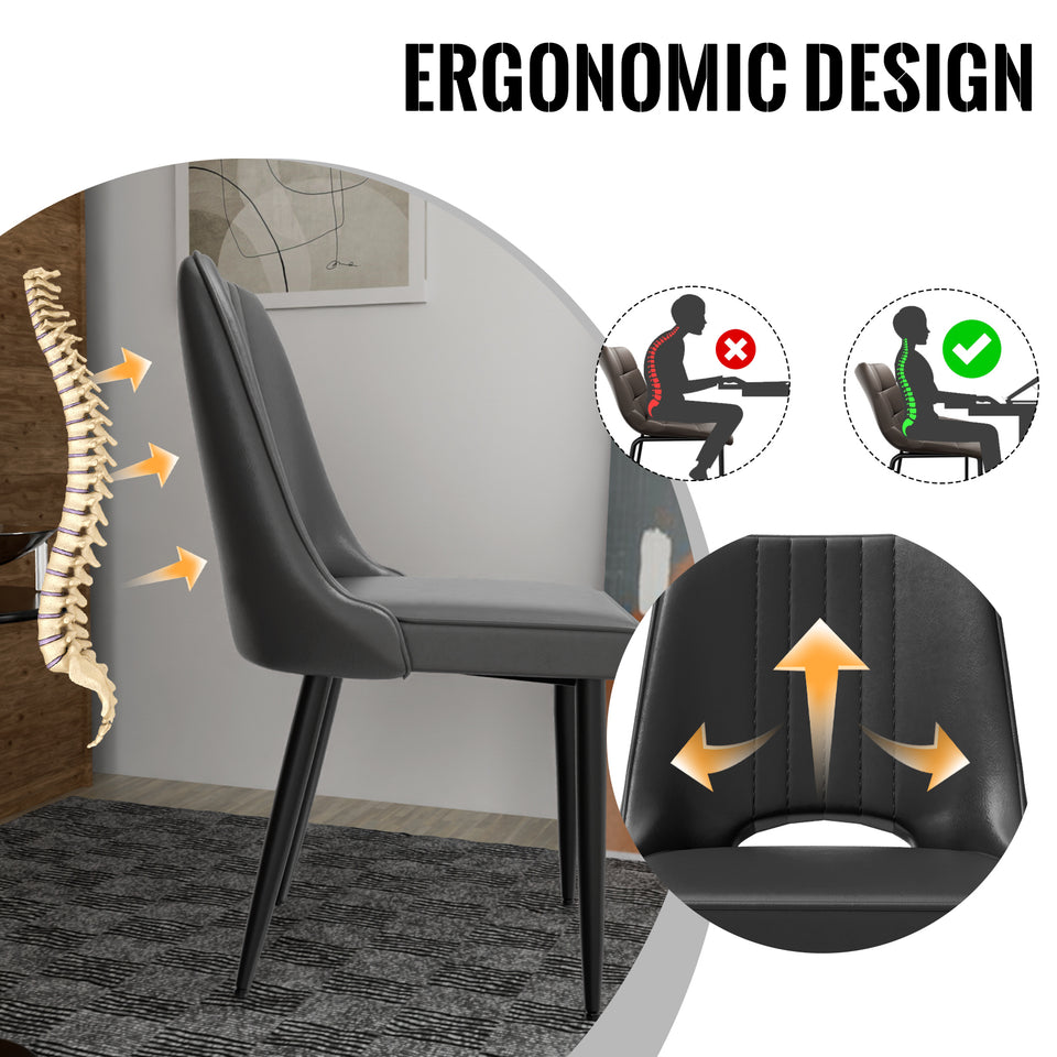 Ergonomic Dining & Accent Chairs - High Back Faux Leather Seating for Kitchen/Office