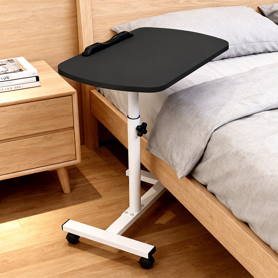 Adjustable Overbed Table with Wheels for Home Use or Medical - Black