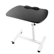 Black adjustable overbed table with wheels from Lavish Kitchen Isle, designed for home or medical use.
