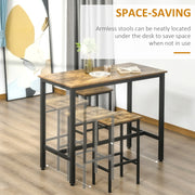 Set of 2 Kitchen Breakfast Bar Chairs with Footrest, Counter Height Island Stools for Dining Area, Home Pub, Rustic Brown