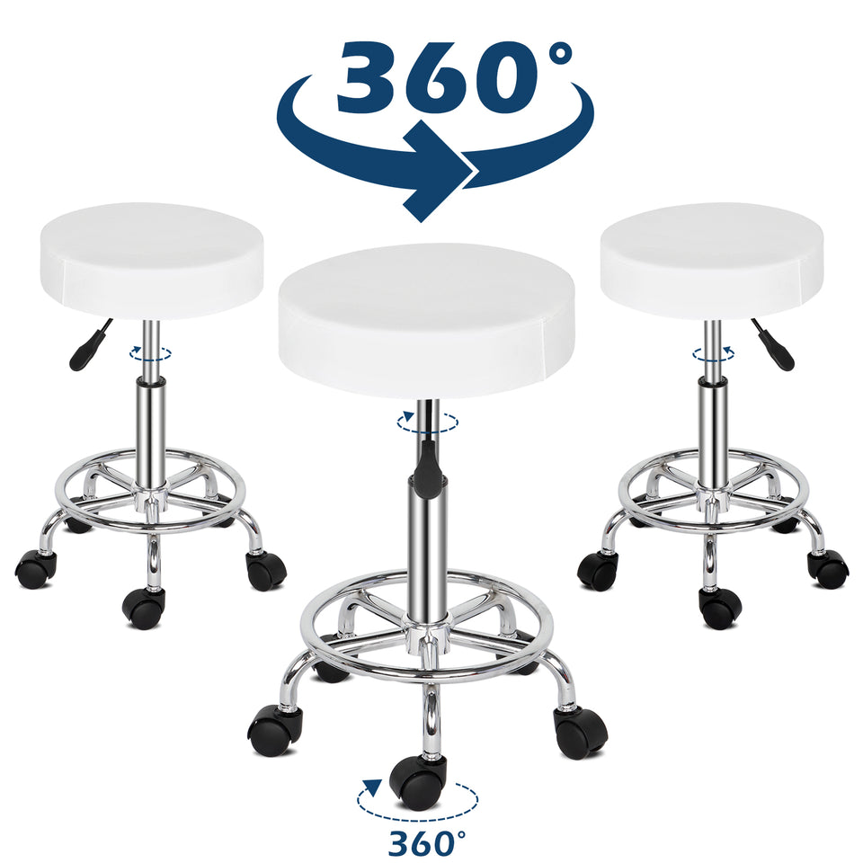 Round Stool Feet Rotation Bar Stool White