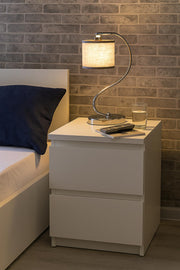 Opale White Gloss Bedside Table 42cm Wide - 2 Drawer Bedroom Furniture Storage - Lavish Kitchen Isle