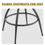 Set of 2 Swivel Bar Stools - Mid-Century Modern Counter Height Chairs (Brown PU Leather & Black Legs)