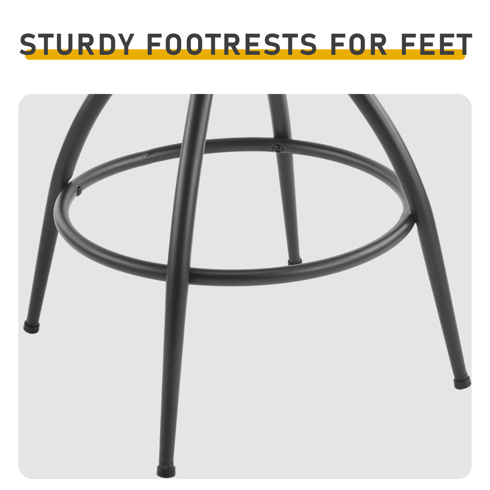 Swivel Bar Stools Set of 2 Brown PU Leather 360° Counter Height Chairs Mid Century Kitchen Dining Room Furniture