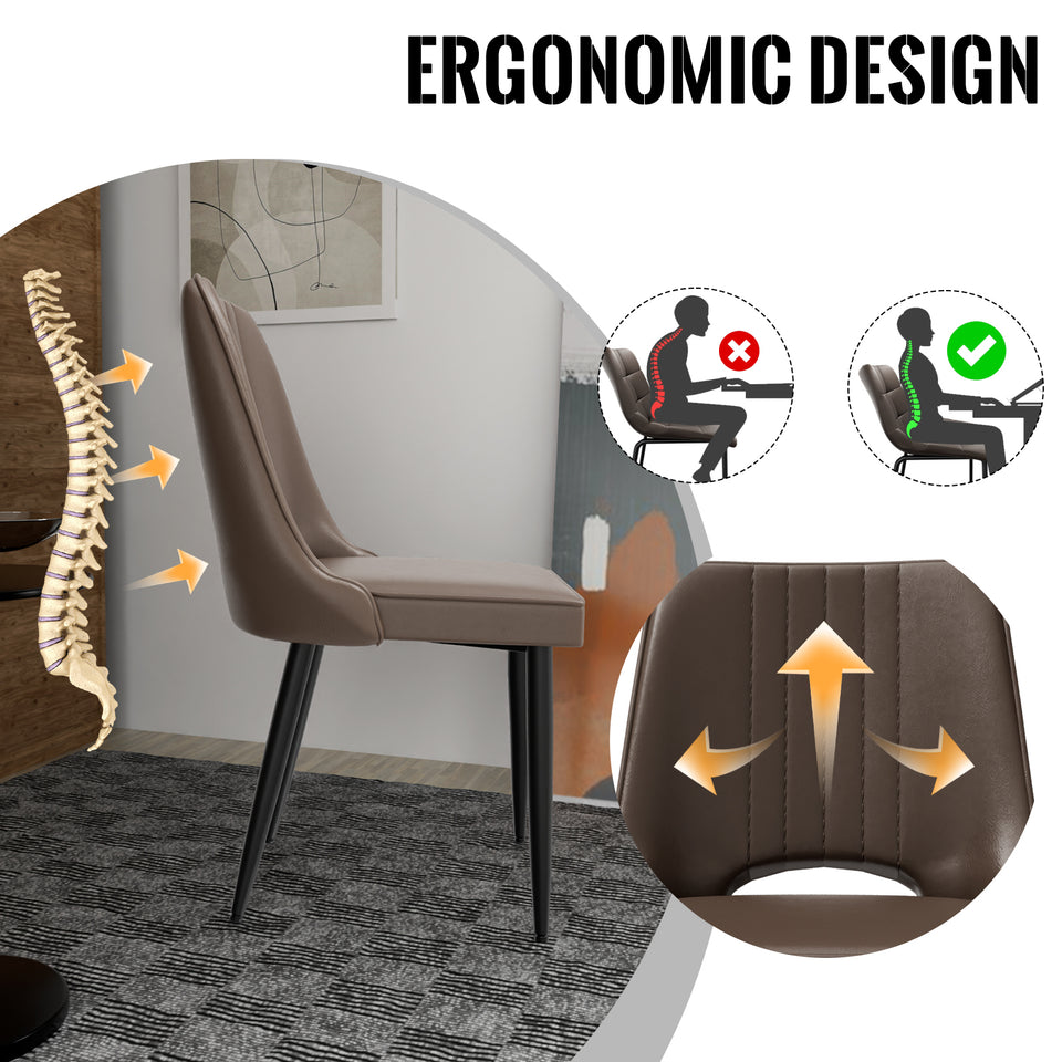 Ergonomic Dining & Accent Chairs - High Back Faux Leather Seating for Kitchen/Office