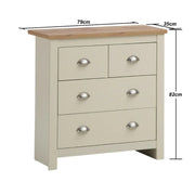 Ite 2 Piece Bedroom Set - 2+2 Drawer Chest & 1 Drawer Bedside Table - Cream & Oak Effect