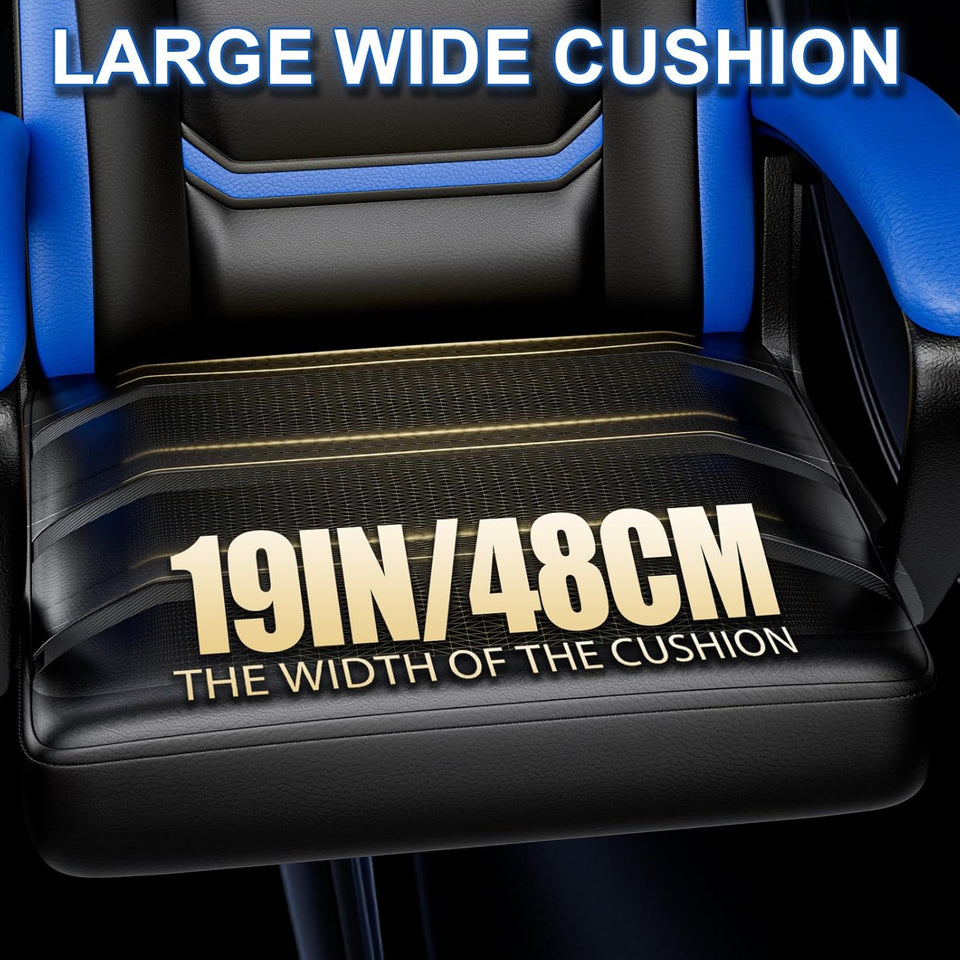 PU Leather Gaming Chair - Height Adjustable Swivel Office Chair with Metal Base (300lbs Capacity)