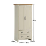 Lavish Kitchen Isle Ite 2-piece bedroom set with cream and oak effect wardrobe and bedside table, featuring two doors and a drawer.