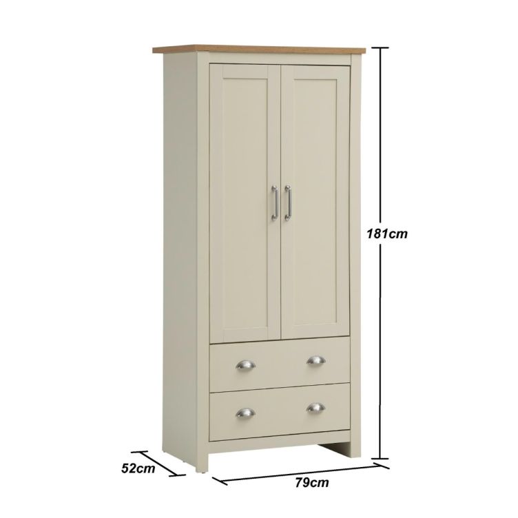 Ite 2 Piece Bedroom Set  2 Door Wardrobe & 1 Drawer Bedside Table - Cream & Oak Effect