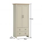 Ite 2 Piece Bedroom Set  2 Door Wardrobe & 1 Drawer Bedside Table - Cream & Oak Effect