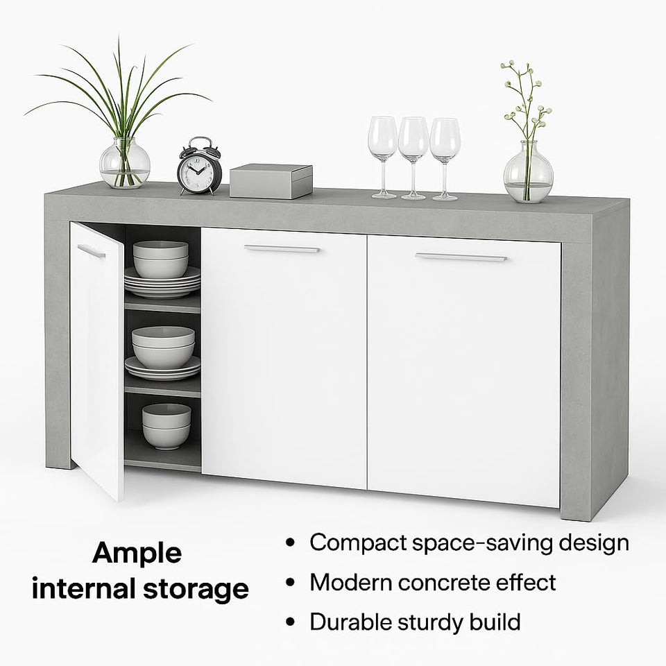 Grey and White Concrete Effect Sideboard