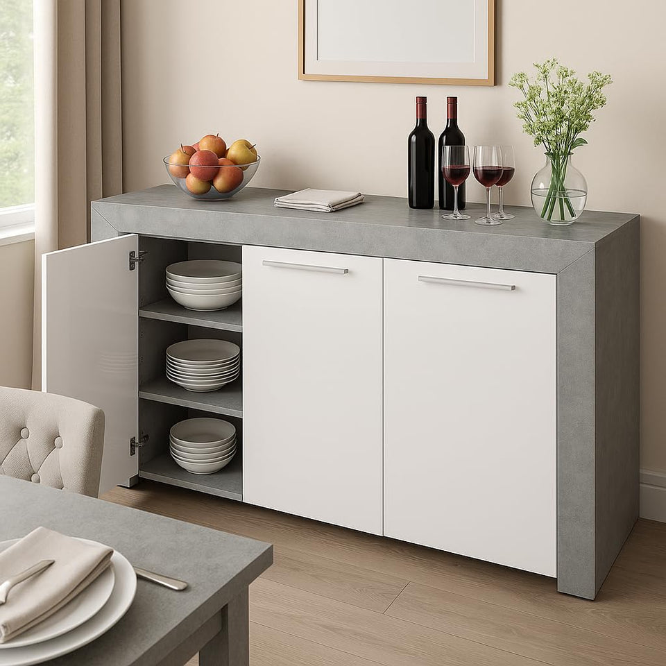 Grey and White Concrete Effect Sideboard