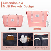4-Piece Luggage Set - Durable PP Suitcase with Travel Tote & Toiletry Kit (Rose Gold, Red, Grey) - Lavish Kitchen Isle