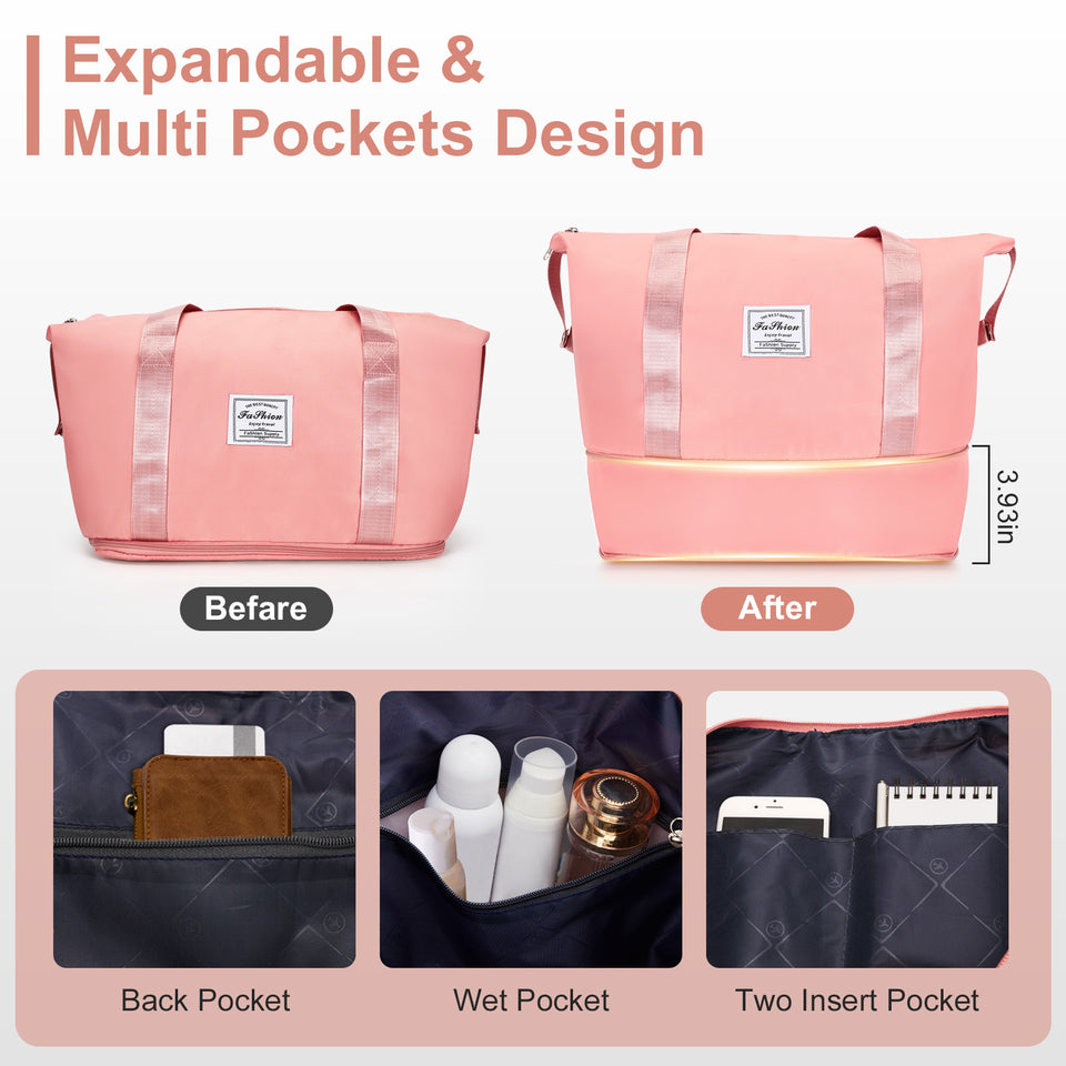 4-Piece Luggage Set - Durable PP Suitcase with Travel Tote & Toiletry Kit (Rose Gold, Red, Grey)