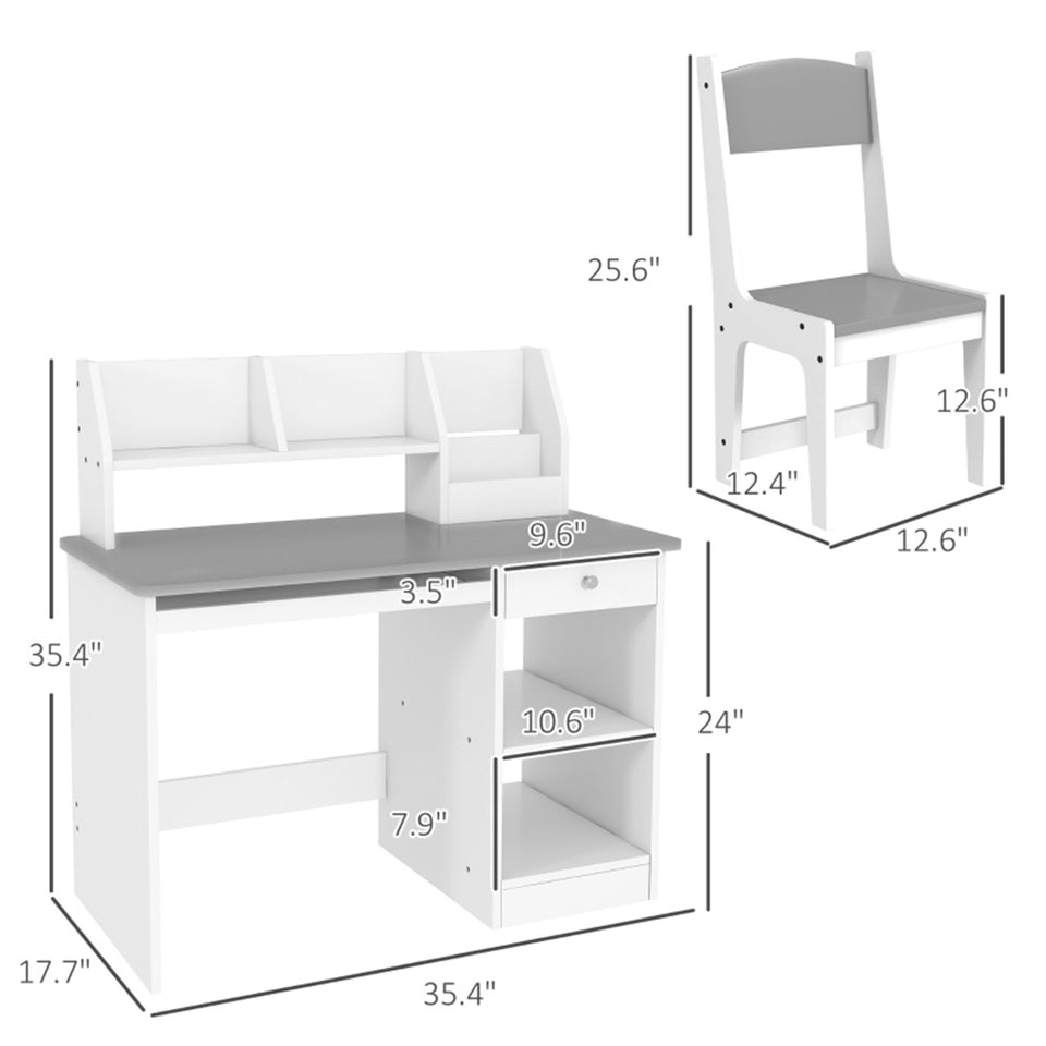 Children's Activity Desk with Storage - Grey Kids Study Furniture for Playroom & Bedroom