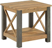 Baumhaus Urban Elegance reclaimed lamp table with wooden finish and metal accents, standing on a neutral background.