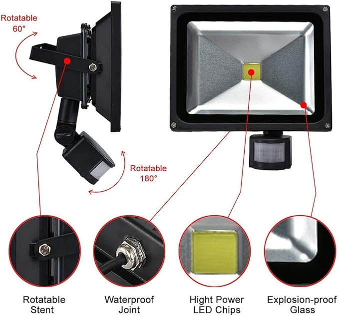 10W PIR LED COB Floodlight with Motion Sensor – Outdoor Modern Security Light | Energy-Efficient Motion-Activated Flood Light.