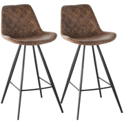 Set of 2 HOMCOM vintage microfiber cloth padded bar stools in dark color for home bar or kitchen use.