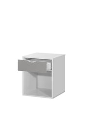 White and grey 4-piece bedroom set with wardrobes, cupboards, shelving, and drawers by Lavish Kitchen Isle.