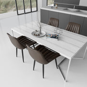 Set of two modern ergonomic dining chairs by Lavish Kitchen Isle with high backs and adjustable feet, suitable for kitchen and office use.