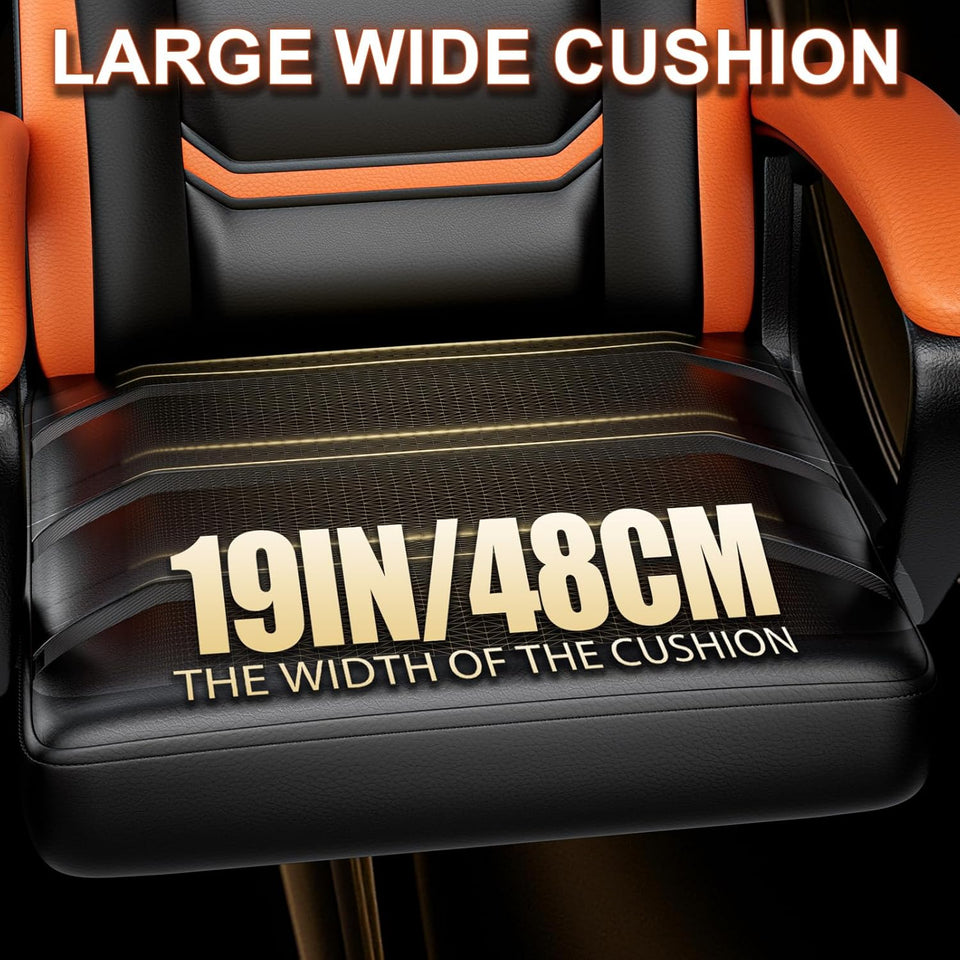PU Leather Gaming Chair - Height Adjustable Swivel Office Chair with Metal Base (300lbs Capacity)