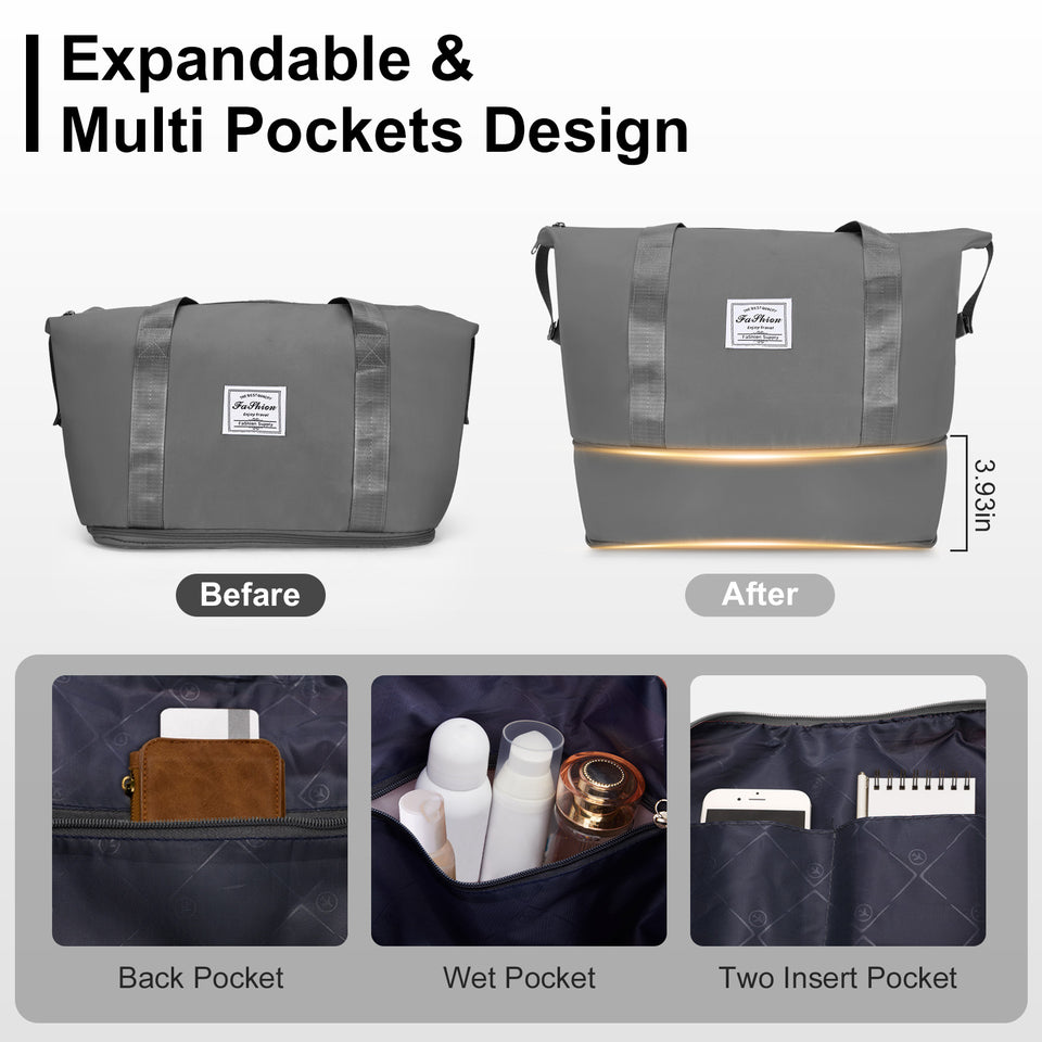 4-Piece Luggage Set - Durable PP Suitcase with Travel Tote & Toiletry Kit (Rose Gold, Red, Grey)
