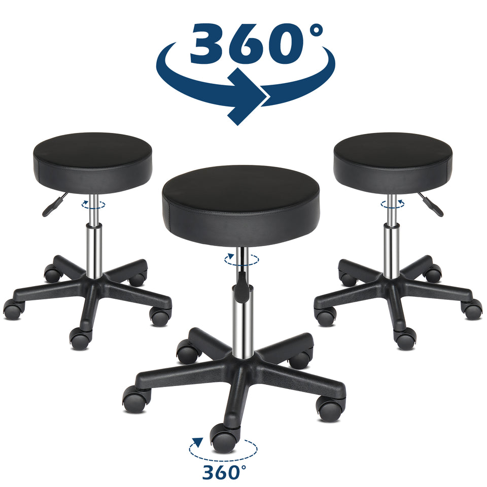 Round Stool Plastic Arch Feet Rotation Bar Stool Black
