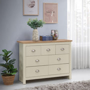 Lavish Kitchen Isle Ite 2-Piece Bedroom Set with cream and oak finish, including 3+4 chest of drawers and bedside table