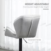 Set of 2 Adjustable Velvet Bar Stools Stylish Breakfast Stools for Kitchen, Home Bar, and Café with Footrest - Lavish Kitchen Isle