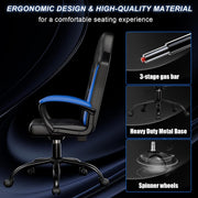 PU Leather Gaming Chair - Height Adjustable Swivel Office Chair with Metal Base (300lbs Capacity) - Lavish Kitchen Isle