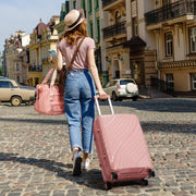 4-Piece Luggage Set - Durable PP Suitcase with Travel Tote & Toiletry Kit (Rose Gold, Red, Grey) - Lavish Kitchen Isle
