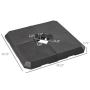 Black 4-piece cantilever parasol base weight set with fillable outdoor umbrella weights, up to 120kg, for patio umbrellas.