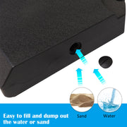 Black 4-piece cantilever parasol base weight set with fillable outdoor umbrella weights, supporting up to 120kg.