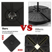 Black 4-piece cantilever parasol base weight set for outdoor patio, fillable umbrella weights up to 120kg, by Lavish Kitchen Isle.