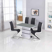 Aldridge High Gloss White Dining Table with Grey Glass Top – Luxury Contemporary Kitchen & Dining Table - Lavish Kitchen Isle