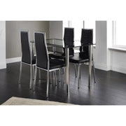 Andora Chrome & Black Dining Table – Modern Glass Dining Table with Sleek Contemporary Base - Lavish Kitchen Isle