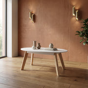 Belgium White Oval Coffee Table by Lavish Kitchen Isle, modern high gloss living room centre table with elegant contemporary design