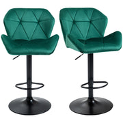 Set of 2 Adjustable Velvet Bar Stools Stylish Breakfast Stools for Kitchen, Home Bar, and Café with Footrest - Lavish Kitchen Isle