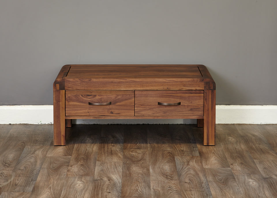 Shiro Walnut Four Drawer Coffee Table