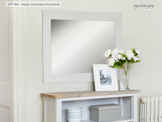 Large Grey Wall Mirror – Signature Range Solid Wood Frame, Portrait or Landscape
