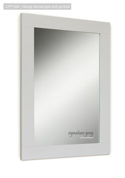 Large grey wall mirror with solid wood frame by Baumhaus, suitable for portrait or landscape wall mounting.