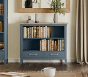 Signature Blue Low Bookcase - Lavish Kitchen Isle