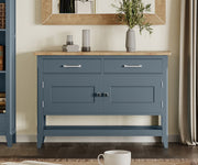 Baumhaus blue small sideboard with clean lines, showcasing a hall console table design and spacious storage options.