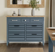 Baumhaus Signature Blue Sideboard showcasing elegant design with spacious drawers and a stylish servery surface.