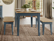 Contemporary Signature Blue Dining Table by Baumhaus with sleek wooden finish and modern design for dining room decor.