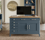 Signature Blue Hidden Home Office Desk - Lavish Kitchen Isle